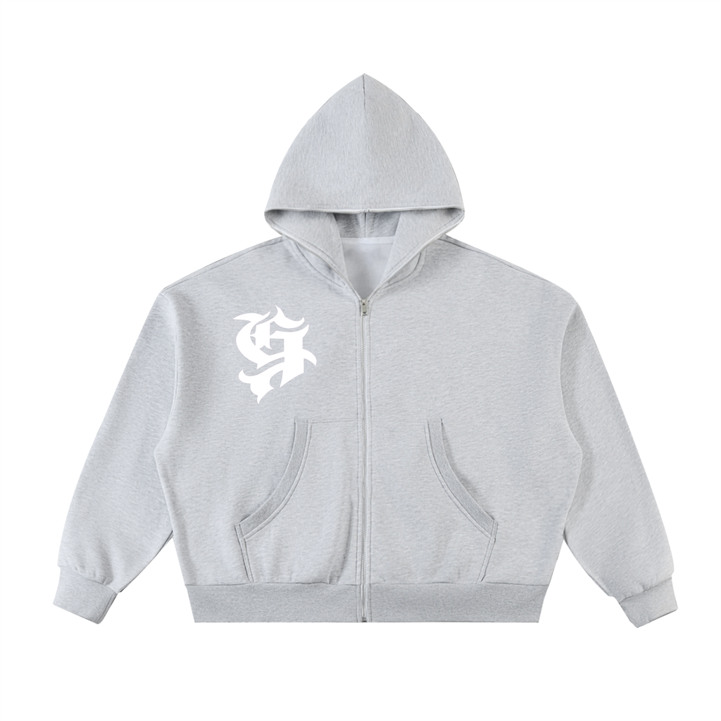 Fleeced Full-Zip Boxy Hoodie