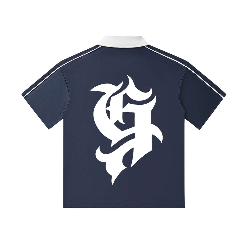 Contrast Collar Short-Sleeve Polo Shirt