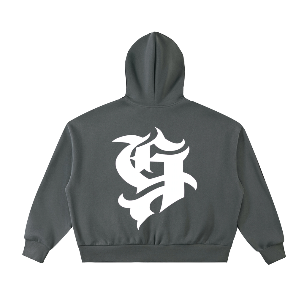 Fleeced Full-Zip Boxy Hoodie