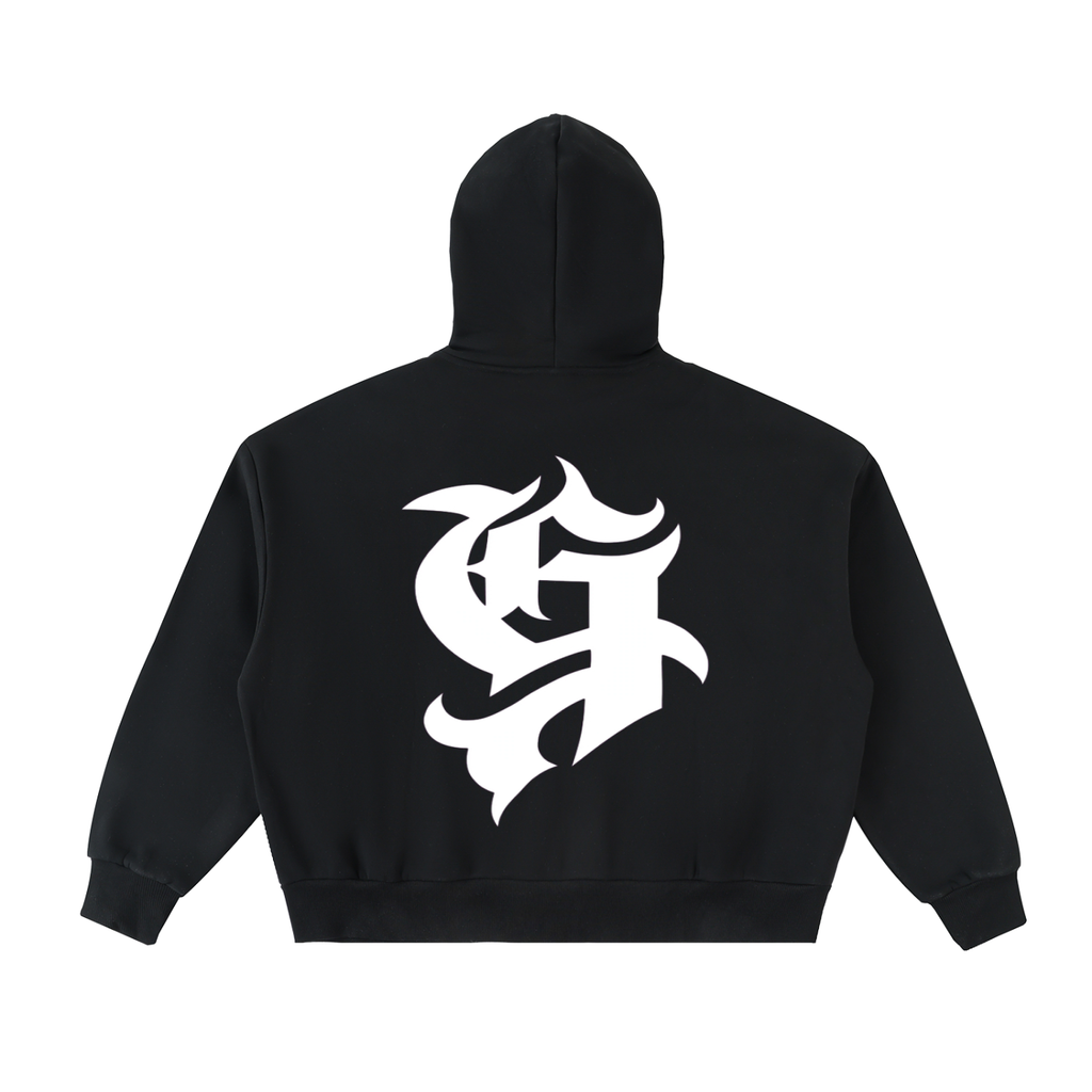 Fleeced Full-Zip Boxy Hoodie